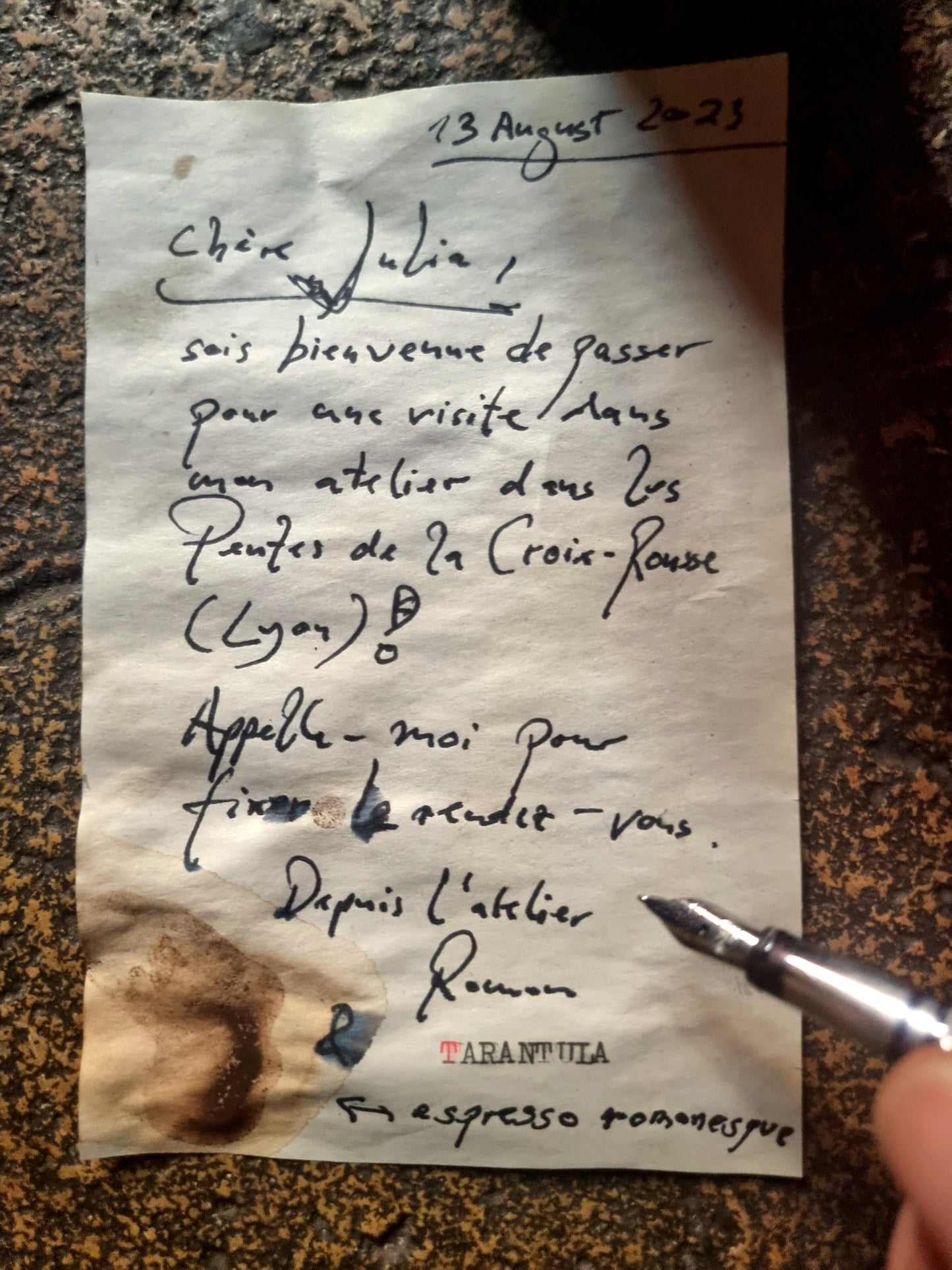 Handwritten postcard invitation (gift for a friend)